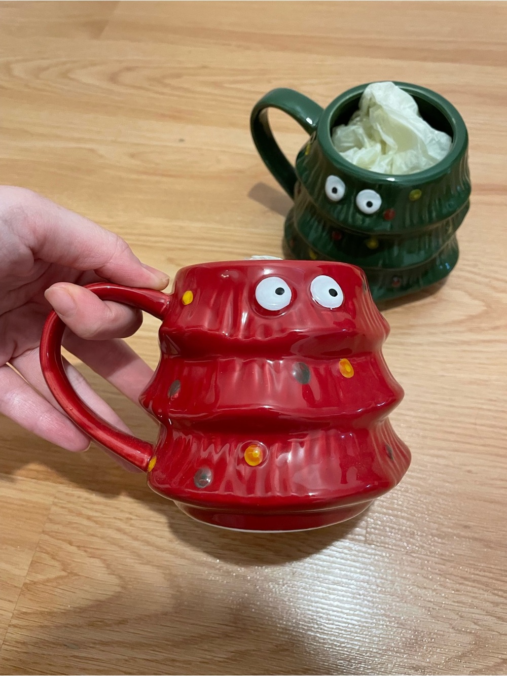 ❤️💚Red and Green Monster Mug - Playful Holiday Drinkware(a pair)